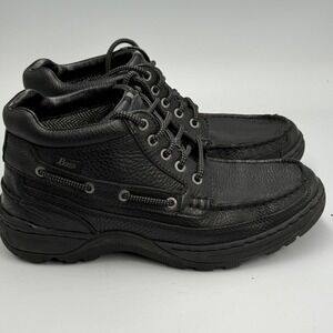 G.H. Bass Russ Men's 8.5M Black Leather Moc Toe Boots Grunge‎ Workwear 90s Y2K